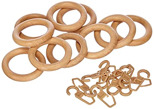 GARDINIA Gardinenringe Ø 28 mm mit Haken, 10 Stück von GARDINIA