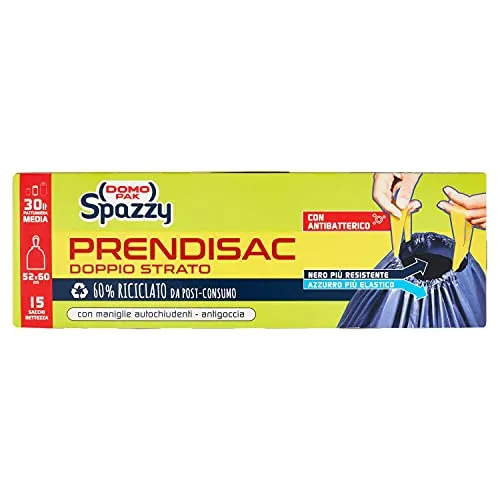 Domopak Spazzy Säcke Nettezza, blau, schwarz, 15 Einheiten, Packung mit 1