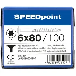 SPAX SPEEDpoint Holzbauschraube Tellerkopf T30 Teilgewinde Schabenut A2J 6x80mm (100)