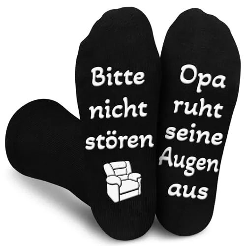 Kisvic Opa Geschenke Lustige Socken, Socken mit Spruch Bitte nicht stören, Opa ruht seine Augen aus, Socken Herren 39-46 Anti-Rutsch, Weihnachten Ideen Geschenke Vatertag Männertag für Opa