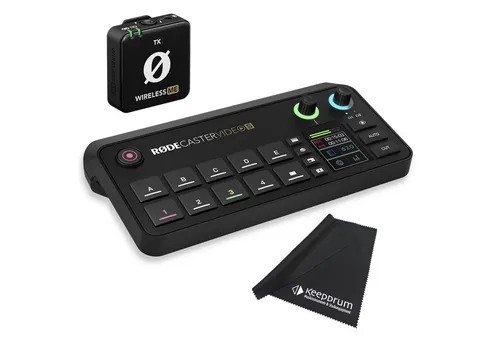 RØDE Rodecaster Video S Produktions-Konsole mit WIME TX Mikrofon - Vielseitige Produktionskonsole für professionelle Video- und Audioproduktion. Ideal für Streamer und Podcaster, mit 2-Zoll-Touchscreen und automatischem Szenenwechsel für müheloses Arbeiten.