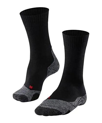 Falke Trekkingsocke TK2 für Herren - Merinowolle, schwarz, Größe 42-43 - Sportsocken für Herren, ideal für Wanderungen in leichtem Gelände. Beste Wärmeisolierung und Feuchtigkeitstransport durch dreilagige Konstruktion für maximalen Komfort.