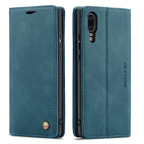 Huawei Handyhülle Ledertasche Huawei P30 Kartenfach Geldtasche Standfunktion Bla