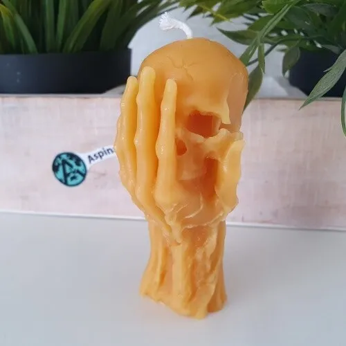 Bienenwachskerze Hand mit Totenkopf Kerze 10 cm - Bienenwachs Totenkopf