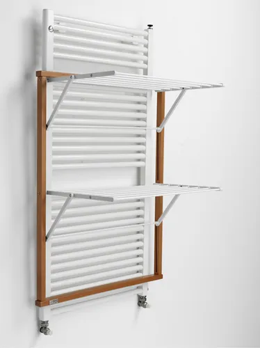 Arredamenti Italia Wäscheständer für Heizkörper 608 Klaus - Wäscheständer aus Massivholz mit 10 m Leine, klappbar und hitzebeständig, ideal für effizientes Trocknen direkt am Heizkörper.