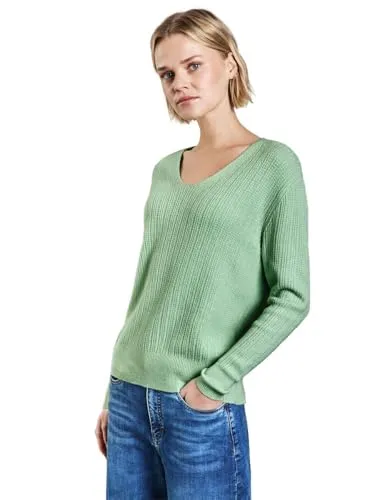 STREET ONE Strickpullover LTD QR_cosy V-Neck Sweater - Strickpullover für Damen mit kuscheligem V-Ausschnitt und dezenter Rippstruktur, ideal für gemütliche Outfits. Weicher Viskosemix sorgt für angenehmen Tragekomfort.