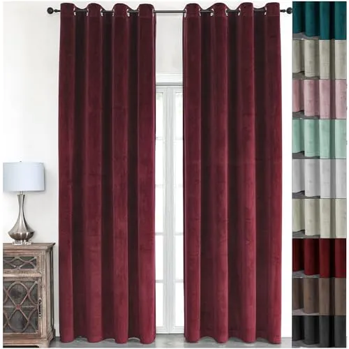 Cleanlevel Samtvorhang (2er Set) 140x245 cm – Vorhänge Blickdicht mit Ösen – Hochwertige blickdichte Vorhänge mit Hitzeschutz & Kälteschutz