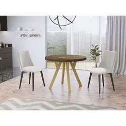 WFL Group Esstisch, Rund aus Alteiche, 100x76 cm - Moderner runder Esstisch aus Alteiche, ausziehbar von 140 cm auf 200 cm, ideal für 6-8 Personen – perfekt für Dinnerpartys und Familientreffen, nachhaltig in der EU hergestellt.