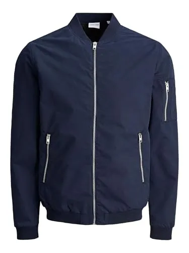 JACK & JONES Male Jacke Bomber - Funktionsjacke für Herren, leicht und knitterfrei, ideal für Reisen und kühle Tage, mit praktischen Reißverschlusstaschen und modernem Design.