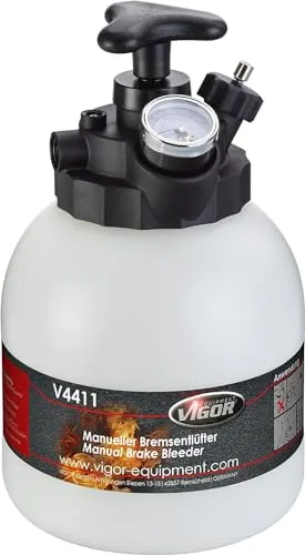 Vigor V4411 Bremsentlüfter-Satz 3 l, manuell - Bremsenentlüfter für manuelle Anwendung, ideal zur Entlüftung von Brems- und Kupplungssystemen. Mit integriertem Druckablassventil für einfache Handhabung.