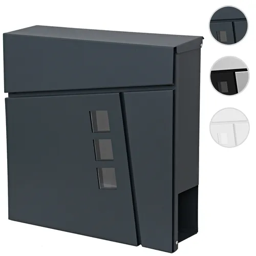 Wandbriefkasten HWC-B29, anthrazit mit Zeitungsfach - Moderne Briefkästen aus pulverbeschichtetem Stahl mit praktischem Zeitungsfach. Großer Einwurf für viel Post und einfache Montage. Ideal für einen dekorativen Außenbereich.