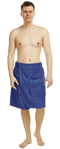 Arus Kilt Saunakilt Herren – knielang mit Gummizug & Klettverschluss - Bademantel aus 100% Bio-Baumwolle, hautfreundlich und langlebig, ideal für Wellness & Spa mit praktischem Klettverschluss und Tasche.