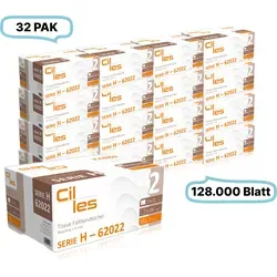 Falthandtücher 25x21 cm, 2-lagig, 32 Pak, Recyclingpapier - Praktische Falthandtücher aus Recyclingpapier, 2-lagig, 3.200 Blatt pro Paket, ideal für gewerbliche Nutzung – umweltfreundlich und effizient.