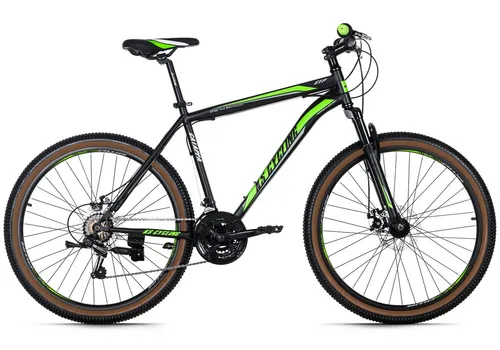 Mountainbike Hardtail 26'' Catappa schwarz mit 21 Gängen - Robustes Mountainbike in Schwarz mit 21 Gängen und mechanischen Scheibenbremsen. Ideal für Abenteuer im Gelände und geeignet für Körpergrößen von 170 bis 195 cm. Ausgestattet mit Kettenschutz und Fahrradständer.