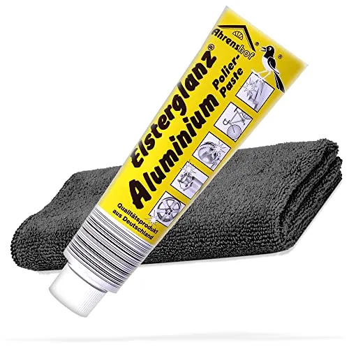 detailmate Politur Bundle mit 150ml XXL Tube | Elsterglanz Aluminium Polierpaste + detailmate Premium Microfasertuch | Reinigt, poliert und konserviert Aluminium-Oberflächen