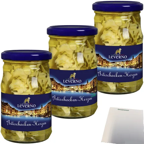 Leverno Artischocken Herzen in Öl 3er Pack 3x280g Glas usy Block