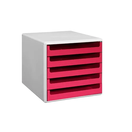 M&M Schubladenbox sunset-red 30050960, DIN A4 mit 5 Schubladen - Die M&M Schubladenbox sunset-red 30050960 sorgt für Ordnung am Arbeitsplatz. Mit 5 praktischen Schubladen und einem modernen Design ist sie ideal für DIN A4 Unterlagen. Stabil, stapelbar und mit Auszugssperre für mehr Sicherheit.