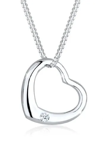 Halskette Damen Herz Anhänger mit Diamant - 925 Sterling Silber - Halsketten & Anhänger, elegantes Design mit funkelndem Diamant, perfekt für besondere Anlässe oder als Geschenk.