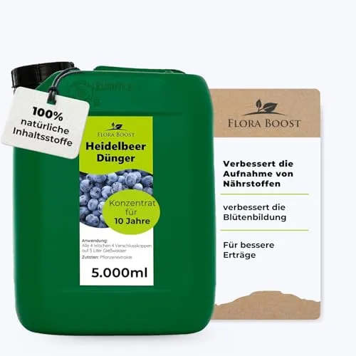 Flora Boost Heidelbeer Dünger Flora Boost 5000ml I Für bis zu 1000L Gießwasser I Obst- & Beerendünger für Heidelbeeren I Flüssiger Blatt- & Wurzeldünger I 100% natürlicher Pflanzendünger