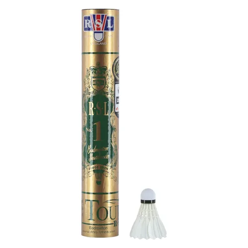 RSL Badmintonbälle Tourney No. 1 - 12er Dose - Hochwertige Naturfeder-Badmintonbälle für Turniere, optimale Flugstabilität und Haltbarkeit, ideal für Wettkämpfe.