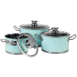 6-teiliges Set Retro-Töpfe aus Edelstahl Mint - Grün