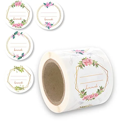 Etiketten Selbstklebend 200 Stück d5cm, Klebe-Etiketten zum Beschriften von Einmach-Gläsern, Aufkleber Marmeladenglas Beschriftbar, Gewürzetiketten Rund „Homemade“