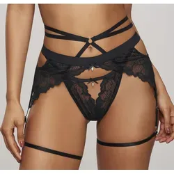 Strapsgürtel LASCANA, Damen, Gr. 36/38, schwarz, Spitze, Obermaterial: 88% Polyamid, 12% Elasthan, Strumpfhalter, aus edler, dezent transparenter Spitze mit dekorativen Bändchen