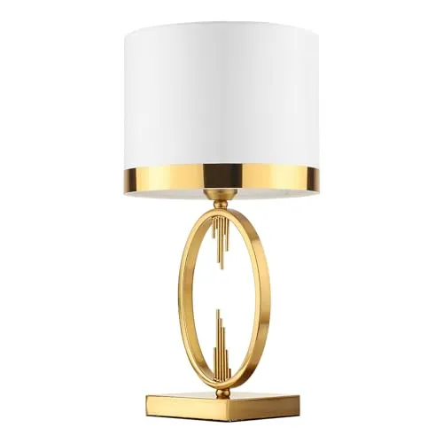 HvKvHvY Nachttischlampe, E27, Vintage-Schreibtischlampe, goldfarben, aus Metall, für Wohnzimmer, Leselampe, Schlafzimmer, 49 x 25 cm