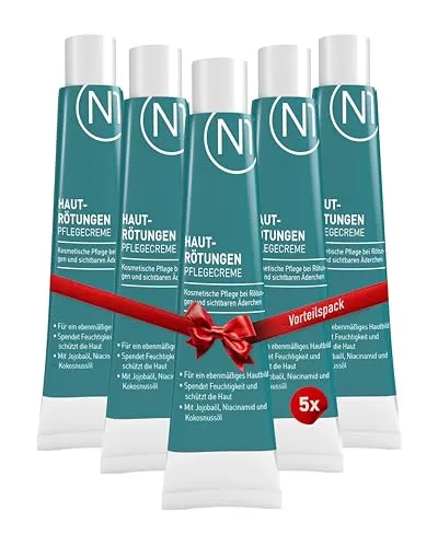 N1 Hautrötungen Pflegecreme - Die N1 Hautrötungen Pflegecreme reduziert die Sichtbarkeit von Rötungen und kleinen Äderchen. Mit Jojobaöl für verbesserte Hautbarriere und Hydratation. Ideal für die tägliche Pflege, ohne Kortison und frei von Parabenen.