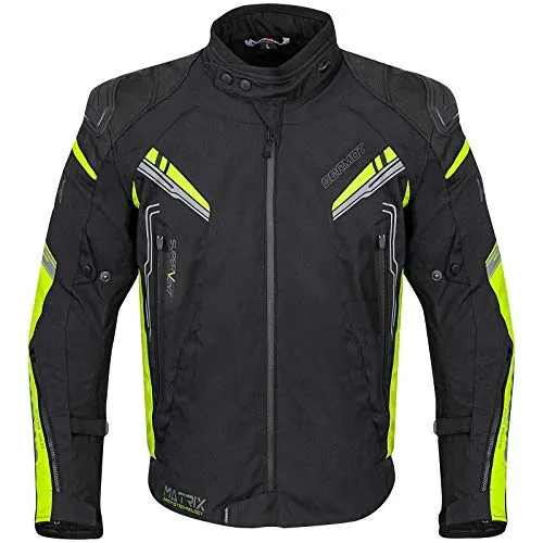 Germot Herren Motorrad-Textiljacke Matrix, wind- und wasserdicht, Blouson, schwarz/gelb, L
