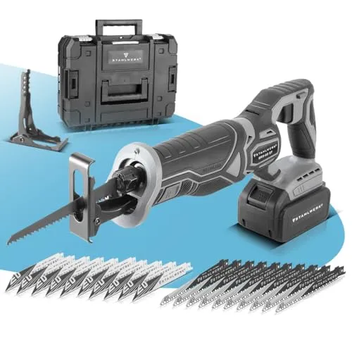 STAHLWERK Brushless Akku-Säbelsäge BRS-20 ST - Universalsäge mit 20V Akku, ideal für präzises Sägen von Holz, Metall und mehr. 7 Jahre Garantie und sanfter Anlauf für perfekte Schnittbilder.