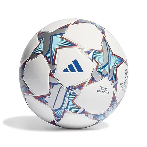 adidas Unisex Kinder Ball (Laminated) UCL LGE J350, Top:White/Silver Met./Bright Cyan/Shock Purple Bottom:Iron Met./Solar Orange, IA0941, 4