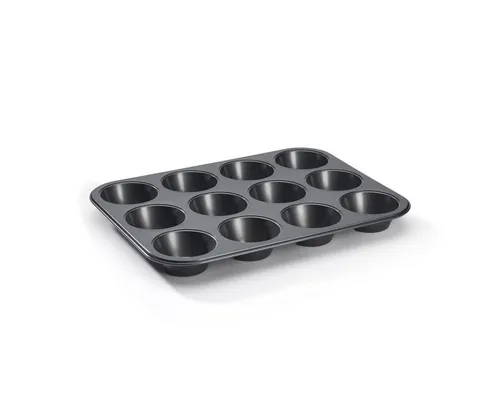 de Buyer Muffinblech für 12 Muffins - Muffinbackform aus antihaftbeschichtetem Stahl für perfekte Muffins, optimierte Luftzirkulation für gleichmäßiges Backen und einfache Entformung.
