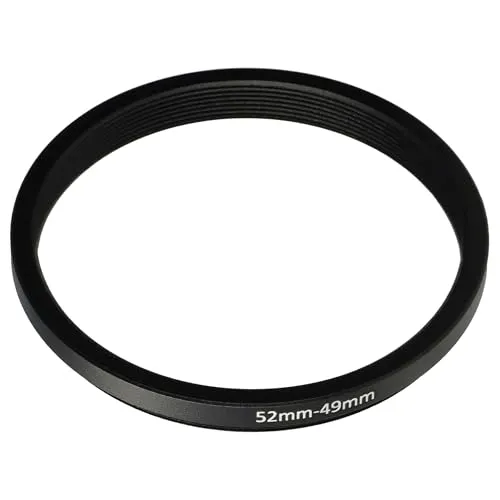 vhbw Step-Down-Ring Adapter von 52 mm auf 49 mm für Kamera Objektiv - Filteradapter, Metall, Schwarz