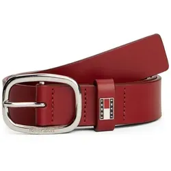 Tommy Jeans Damen Gürtel Oval Ledergürtel, Rot (Rustic Cherry), 100 cm - Gürtel aus 100% Leder, ideal für moderne Looks und elegante Anlässe. Die praktische Tommy Jeans Schnalle ermöglicht einfache Größenanpassung und hohen Tragekomfort.