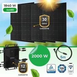 Balkonkraftwerk 1800Watt mit 2000W Wechselrichter - Solaranlagen: Effizientes Balkonkraftwerk mit Bifazialmodulen für maximale Stromersparnis und einfache Plug-and-Play-Installation.