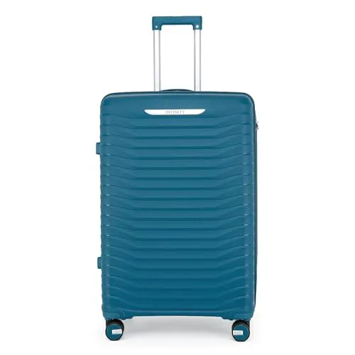 Infinity Leather Koffer Trolley Handgepäck Handkabinengepäck Hartschalen-Reisetasche Leichtgewicht mit TSA-Schloss und langlebigen 4 Spinner-Rädern (Blue, L(75cm 96L))
