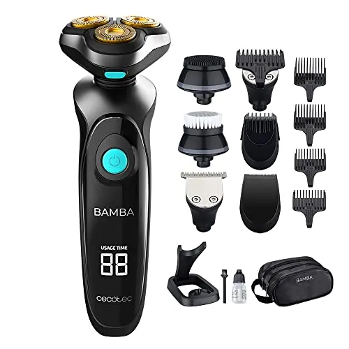 Cecotec Multigrooming Bambus PrecisionCare TwistGroom 10in1 Ladestation, Lithium-Akku, Klingen aus Edelstahl mit Titanbeschichtung, digitales Display und wasserdicht