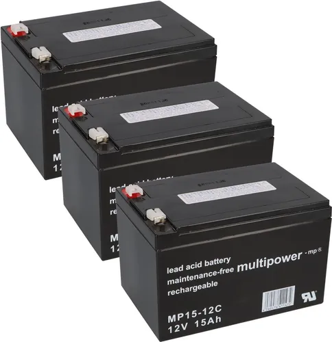 Multipower 3x 12V 15Ah Akku Batterie für E-Scooter - E-Scooter Akku mit 3x 12V 15Ah, zuverlässig und leistungsstark für eine längere Reichweite und mehr Fahrspaß.