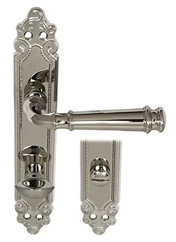 Massiv Messing Türbeschlag Olympus LS WC Edelstahlfarbig poliert Türdrücker Türklinke