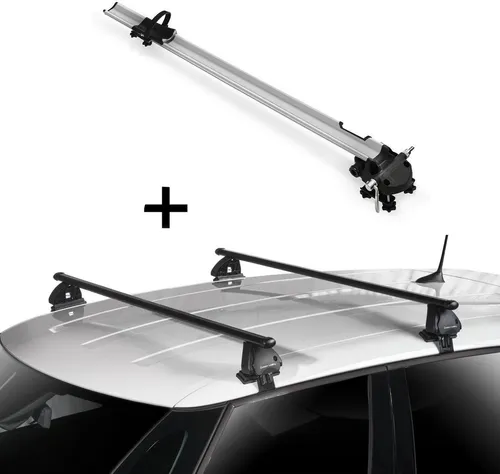 Fahrradträger Bike Pro + Dachträger VDP EVO für VW Polo V (2009-2017) - Praktisches Set aus leichtem Aluminium-Fahrradträger und robusten Dachträgern. Ideal für alle Fahrradtypen und mit einfacher Montage für mehr Platz im Fahrzeug.