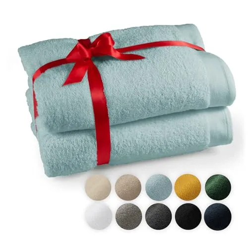 Blumtal Handtuch Premium 2-TLG. Saunatuch Set 80x200cm blau - Handtücher, 100% Baumwolle, extra groß mit OEKO-TEX® Zertifizierung für schadstofffreie Qualität - perfekt für Sauna und Wellness.