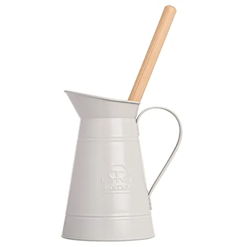 Bürstenhaus Redecker WC-Bürste in Metallkanne (weiß) - Stilvolle WC-Bürste in eleganter Metallkanne, ca. 38 cm, mit robustem Buchenholzstiel für effektive Reinigung und modernes Badezimmerdesign.
