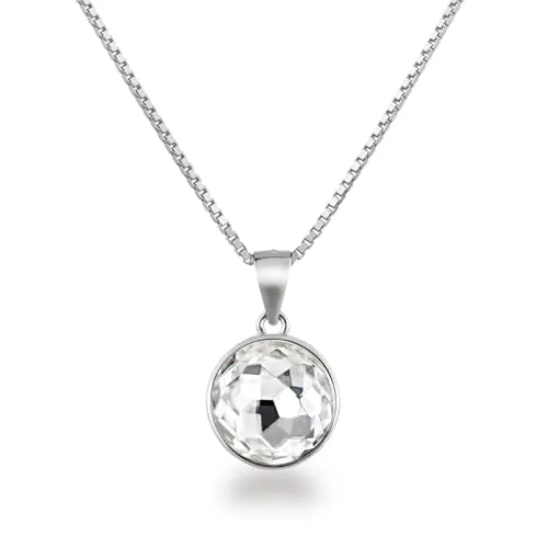 Schöner-SD Kette mit Anhänger - runder Kristallanhänger aus 925 Silber - Ketten mit Anhänger, hochwertiger 10 mm Markenkristall, in verschiedenen Farben erhältlich, perfektes Geschenk für jeden Anlass.