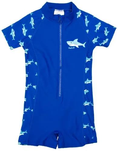 Playshoes UV-Schutz Einteiler Unisex Kinder Badeanzug, Hai, 74/80 - Schwimmanzug mit UPF 50+ UV-Schutz, ideal für sicheren Badespaß. Schnelltrocknendes Material und Kinnschutz sorgen für Komfort und Sicherheit bei sommerlichen Abenteuern.
