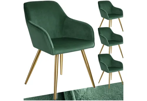 tectake® Gepolsterter Esszimmerstuhl in Samtoptik in grün von tectake