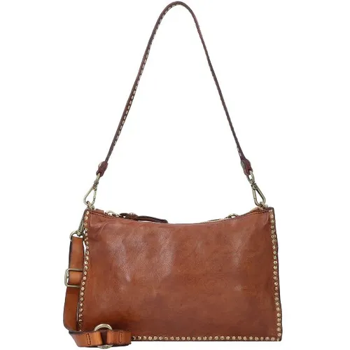 Campomaggi Kura COGNAC Damen-Schultertasche - Elegante Schultertasche aus Italien, Maße: 25 x 3 x 17 cm, perfekt für stilvolle Akzente im Alltag.