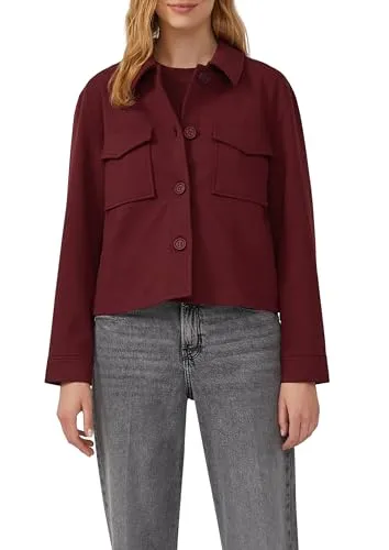 S.OLIVER Kurzjacke Damen, Gr. 46, dunkelrot - Funktionsjacke mit relaxed fit, elastischem Jersey-Material und praktischen Brusttaschen für einen lässigen Look.