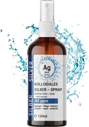100ml Kolloidales Silber Spray 40 ppm Glas Sprühflasche | Silberwasser Kosmetik