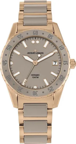 Jacques Lemans Damenuhr Sport 42-12M Edelstahl - Damen-Analoguhr von Jacques Lemans in elegantem rosé, gefertigt aus hochwertigem Edelstahl für Langlebigkeit und Stil.